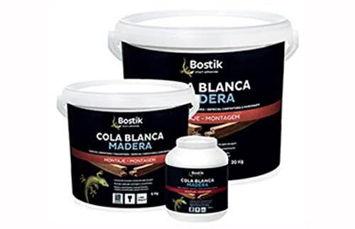BOSTIK COLA BLANCA MADERA, Especial Carpintería y Ebanistería, Translúcido al Secado, Montaje y Aplacado, para Madera, Estratificados y Parquet Flotante, Apta para Tejidos, Polivalente, Bote 5 kg