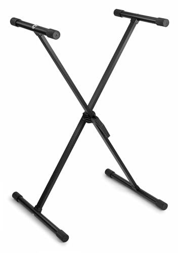 Vonyx KBS01 Keyboardständer höhenverstellbar, Keyboardstativ, Ständer für Musikinstrumente, Einsstrebiges Keyboard Stativ, schnell einklappbar, kompaktes Stativ DJ Ständer