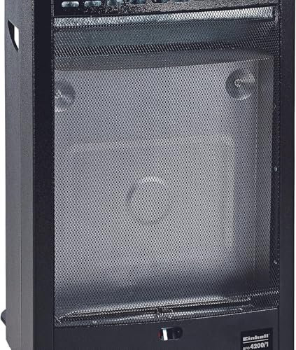 Einhell Blue Flame Gasheizofen BFO 4200/1 (4.200W, 300 g/h Gasverbrauch, Stahlblechgehäuse, Piezozünder, Lenkrollen, inkl. Gasschlauch) Schwarz