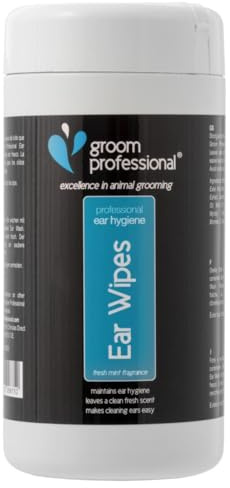 GROOM PROFESSIONAL Dog Ear Wipes - Dog Ear Cleaner Wipes - Ear Wipes for Dogs - Helps to Maintain Ear Hygiene - Contains Ear Wash Formula - Quick & Easy to Use, 50 Wipes