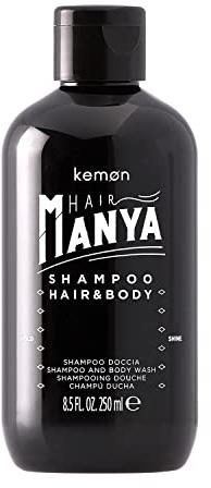 Kemon- Champú de Pelo y Barba y Gel de Baño/Ducha Hombre Todo en Uno Shower Gel 250 mililiter, Hair Manya