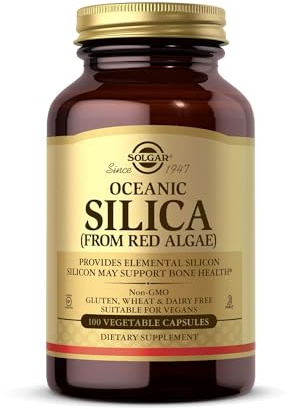 Solgar Oceanic Silica from Red Algae 25 mg, 100 Vegetable Capsules - Excellent Source of Calcium, Supports Bone Health - Non-GMO, Vegan, Gluten Free, Dairy Free, Kosher - 50 Servings