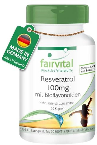 Fairvital | Resveratrol 100mg Kapseln mit Bioflavonoiden - 90 Kapseln - VEGAN - mit Rutin, OPC und Quercetin