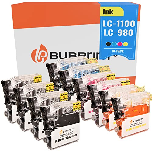 Bubprint 10 Druckerpatronen kompatibel als Ersatz für Brother LC-1100 LC-980 für DCP-145C DCP-195C DCP-165C MFC-250C MFC-490CW MFC-5490CN MFC-5890CN MFC-6490CW