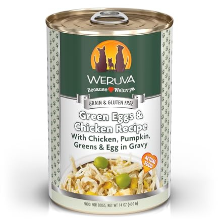 Weruva Classic Dog Food, Green Eggs & Chicken with Chicken Breast & Pumpkin in Gravy, 14oz Can (Pack of 12)