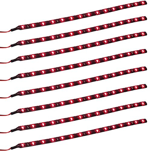 E Support™ 8 PC 30cm 15 LED SMD impermeable rojo tira de la luz de la parrilla bajos de los automóviles barra flexible