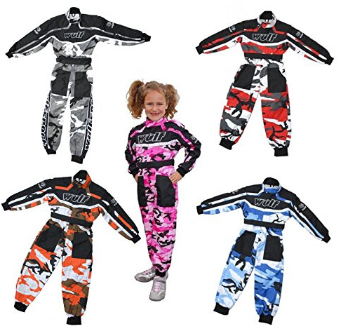 Wulfsport, combinaisons enfant Wulf pour courses de motocross LT PW CAMO et karting - rose -