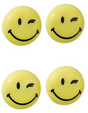 FRANKEN Happy Magnets, Magnete mit Smiley rund, 4 Stück, Hochwertige Haftmagnete für Büro und Haushalt, ideal für Whiteboards, Kühlschrank, Plantafeln oder Schaukästen, 40 mm, Gelb, HM40S/4