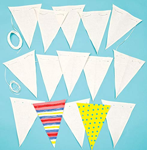Baker Ross EV858 Fabric Bunting - 1 Pack, Make Your Own Bunting for Parties, Weddings, White Garland for Decorating