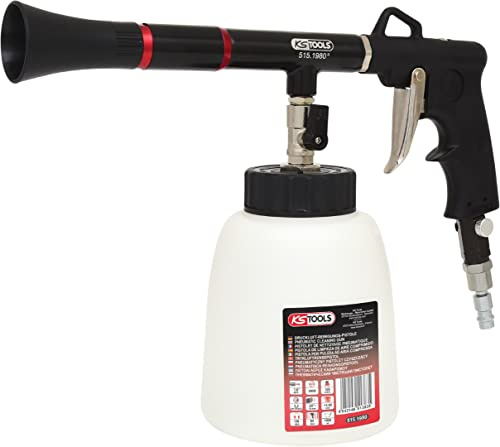 KS Tools Druckluft Reinigungspistole 515.1980 1L I Soda Reinigungspistole Druckluft inkl. 360° drehbarem und 30° abwinkelbarem Kugelgelenk-Stecknippel