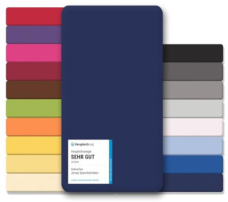 CelinaTex Jersey Spannbettlaken Lucina 90x200-100x200cm dunkel blau 100% Baumwolle gekämmt bis 26cm Matratzenhöhe Spannbettbezug, Leintuch, Bettlaken, elastisch, Strech, Oeko-Tex