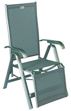 acamp Liegestuhl klappbar Acatop | Wetterfestes Aluminium-Gestell | Atmungsaktives Acatex-Gewebe | Gartenstuhl Hochlehner verstellbar in 7 Positionen | Liegestuhl Garten in Platin/Grigio