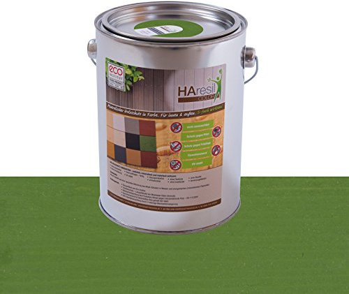 Bio Holzschutz farbig Tannengrün Holzschutzlasur HAresil Color 2kg Eimer Wetterschutzfarbe Dauerschutzfarbe matt Holzwurmfrei,Pilzbekämpfung für Innen und Außen (Tannengrün)
