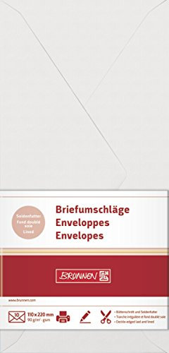 Brunnen 105127580 Briefumschlag Universalpapier Premium mit Struktur und Büttenschnitt DIN Lang, grau