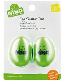 Nino Percussion Egg Shaker Paar – 2 Rasseleier für Kinder ab 3 Jahren – Musikinstrument – Geschenkidee - Kunststoff, Grün (NINO540GG-2)
