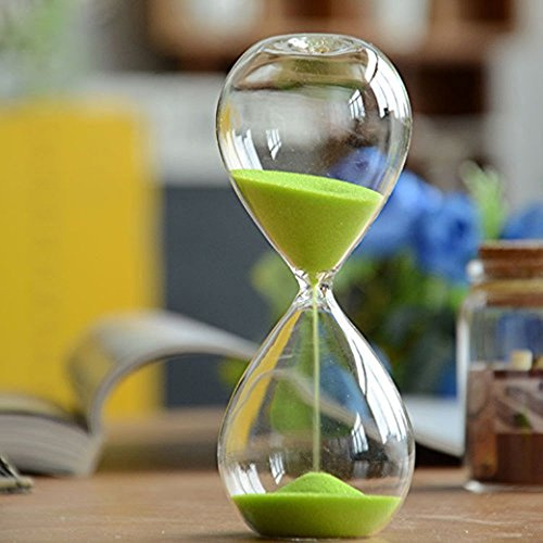 Stort mode färgglatt sandglas sandglas timglas timer klart släta glas mått hem skrivbord dekor jul födelsedagspresent (10 minuter, grön)