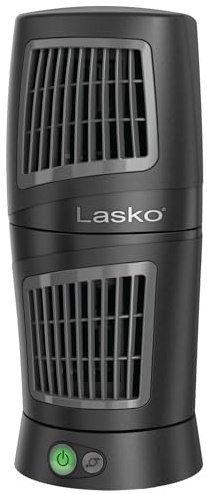 Lasko 12 Twist-Top™ 3-Speed Portable Tower Table Fan Widespread Oscillation for Bedroom, Office, Black, 4911