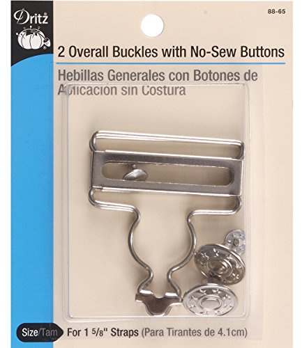 Dritz 88-65 Overall Buckles with No-Sew Buttons for 1-5/8-Inch, Nickle 2-Count