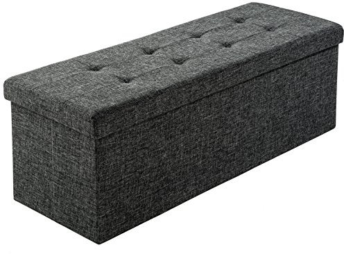 tectake® Faltbare Sitzbank mit Stauraum, Aufbewahrungsbox, Box Hocker mit Stauraum, Sitzhocker 110x38x38cm, Flurgarderobe, Zimmer Deko, Aufbewahrung Kommode, Schuhbank mit Sitzfläche - dunkelgrau
