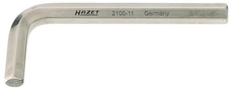 HAZET Llave hexagonal en L 2100-12, Ancho de llave: 12 mm, Superficie: niquelada, Salida: perfil hexagonal interior, especialmente adecuada para uniones atornilladas de difícil acceso