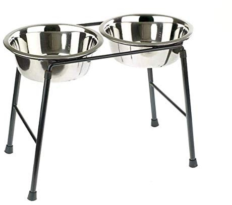 Classic Pet Products 4553 Comedero doble con soporte alto y 2 platos de acero inoxidable de 1600 ml, 300 mm de alto
