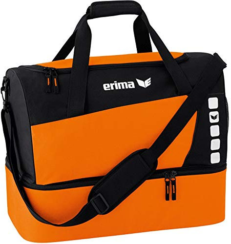 Erima Sporttasche mit Bodenfach, Orange/Schwarz, 40 x 25 x 35 cm, 40 Liter, 723364