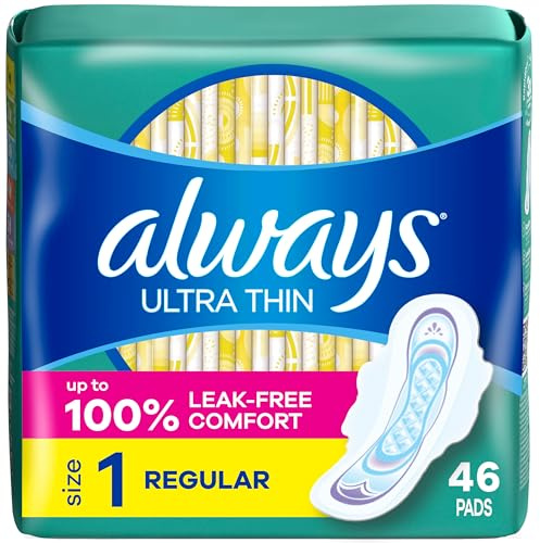 Always Ultra Thin Pads with Wings, Size 1, Regular, 46 Count