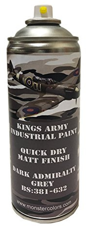 Kings Army Dark Admiralty Grey Bs 381 632 Military Matt Spray Paint 400ml Military Vehicle Paint, Airsoft, Paintball, Model Maker Paint, Fishing