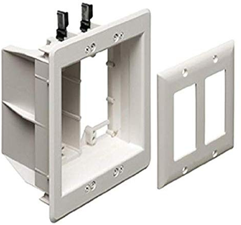 Arlington TVBU505-1 Recessed TV Box Wall Plate Kit Paintable 2-Gang, White