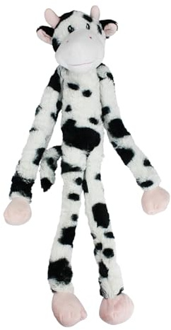 MULTIPET Swingin' Slevin Spotted Cow Plush Dog Toy Soft Fun Squeaky Interactive Chewing Playing Fetch Tugging Stuffed Animal for Large Breeds 27
