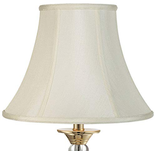 Creme Large Bell Lamp Shade 7 Top x 14 Bottom x 11 Slant x 10.5 High (Spider) Replacement with Harp and Finial - Springcrest