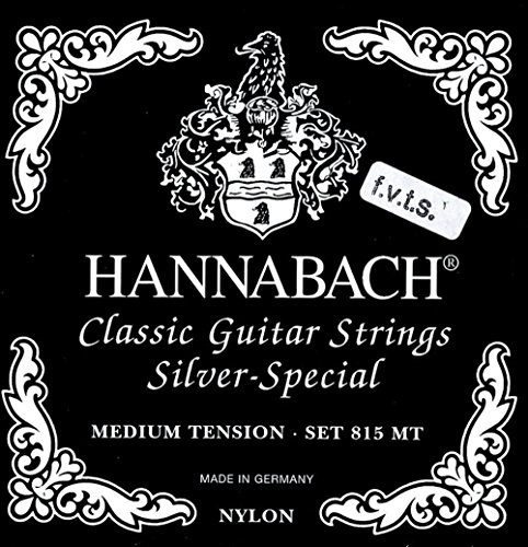 Corde Hannabach per chitarra classica serie 815 F.V.T.S set Medium Tension Silver Special (corde di alta qualità, multiuso per quasi tutti gli strumenti, corde per chitarra classica, Made in Germany)