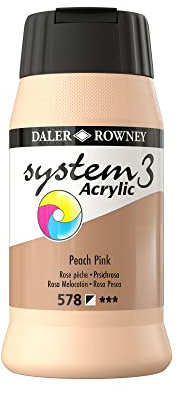 Daler-Rowney System3 Acrylic Paint, Plastic Pot, 16.91oz - 500 ml, Peach Pink