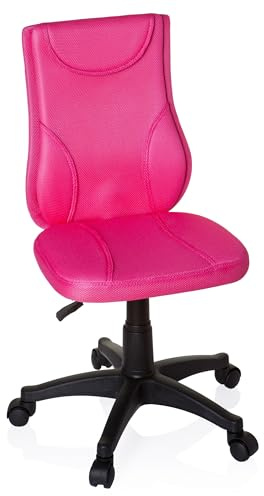 hjh OFFICE 670410 Silla giratoria para niños KIDDY Base Tejido en Malla Rosa, Silla de Escritorio para niños, Respaldo ergonómica