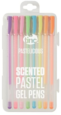 Tinc - Stylos Gel Pastel Parfumés Pastelicious - Lot de 8 Couleurs Douces avec Encre Liquide Fluide - Accessoire de Papeterie Créative pour Dessin et École - Étui de Transport - Pastel - Lot de 8