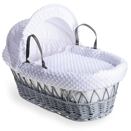 Clair de Lune Dimple Grey Wicker Moses Basket