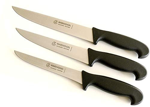 Metzgermesser Set 3 tlg. schwarz Marsvogel Solingen # 71-(S87A6) bestehend aus: Stechmesser 8 + 7 + Ausbeiner 6 / Fleischermesser Schlachtermesser
