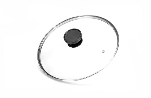 Alluflon Couvercle en Verre Trempé avec Rebord en Acier Inoxydable, Résistant aux Hautes Températures, Compatible Lave-Vaisselle, 18 cm