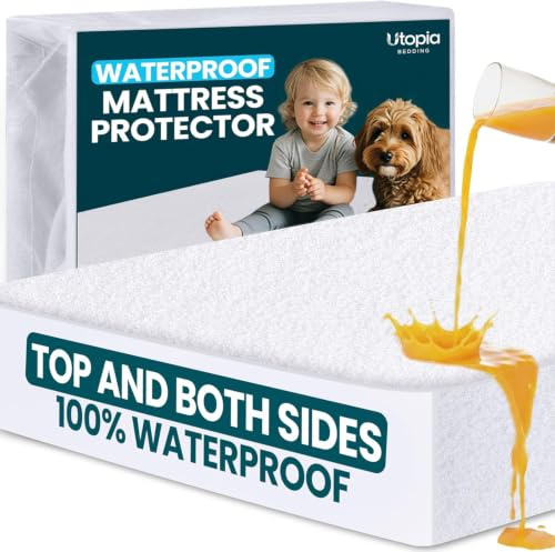 Utopia Bedding Waterproof Mattress Protector Top and Both Sides, King Size, Soft and Breathable Dual Sided Terry Mattress Cover, Fitted Style with Stretchable Elastic Pockets