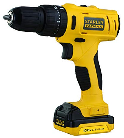 STANLEY FATMAX 10,8V Perceuse Visseuse à Percussion Compacte Sans Fil, Éclairage de Travail LED, 20 Positions de Mandrin, avec x2 Batteries Li-Ion 1,5Ah, x1 Chargeur, et x1 Coffret, FMC021S2-QW