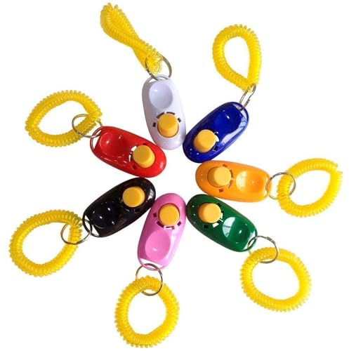 Sungrow 7 Clicker Per Cani Da Addestramento Con Cinturini Da Polso, Semplice, Comodo Ed Efficace Per Cuccioli O Gatti, Professionista Scientifico Umanizzato, Dimensioni E Suono Perfetti, 7 Pezzi, 5cm