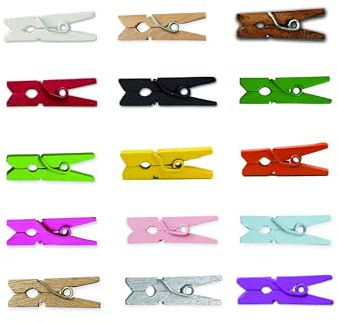 LWR CRAFTS Wooden Mini Clothespins 15 Colors 100 Per Pack 1 2.5cm (All)