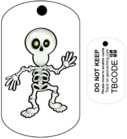 AllCachedUp Bones The Skeleton (Travel Bug) For Geocaching - Trackable Tag - Unactivated