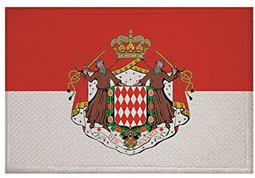 Écusson U24 - Drapeau de Monaco avec blason - Thermocollant - 9 x 6 cm