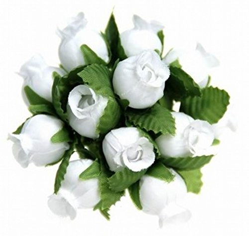 Party Favors Plus 144 Miniature Poly Rose Silk Favor Flower Pick Wedding Shower - White