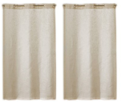 Linder 0169 /29/475RI Paire de Vitrages Droits Kaolin Beige Naturel Rivets 55 x 160 cm