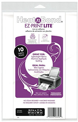 Thermo Web 3358 Heat and Bond EZ-Print Lite Iron-On Adhesive, 8-1/2 by 11-Inch, White, 10-Pack
