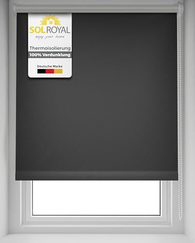 Sol Royal Tenda a Rullo Termica Isolante e Oscurante SolReflect T42-70x220 cm - Ganci per Telaio Inclusi - Antracite