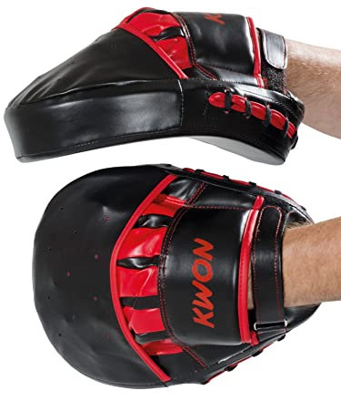 KWON® Doppel Coaching Mitt CONTENDER Handpratze Pratze Pratzen 4091050 - Schwarz/rot, 27 cm