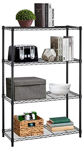 BestOffice | 4-Tier Wire Shelf with Wheels | 14 x 36 x 54 | Black